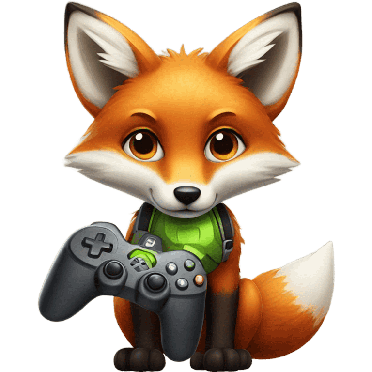 detailled kawaii fox with nvidia controller emoji