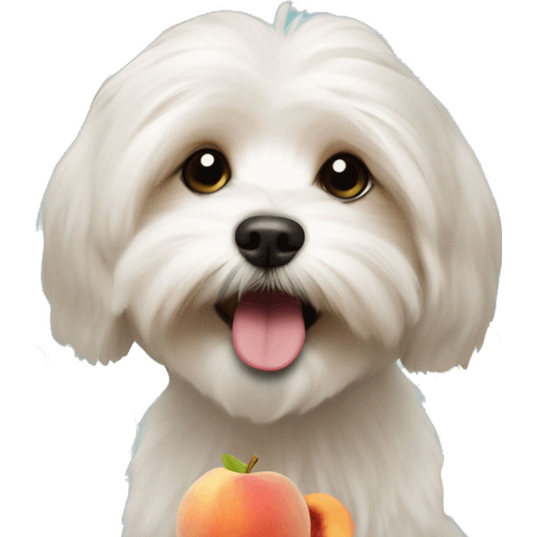 havanese dog licking peach emoji