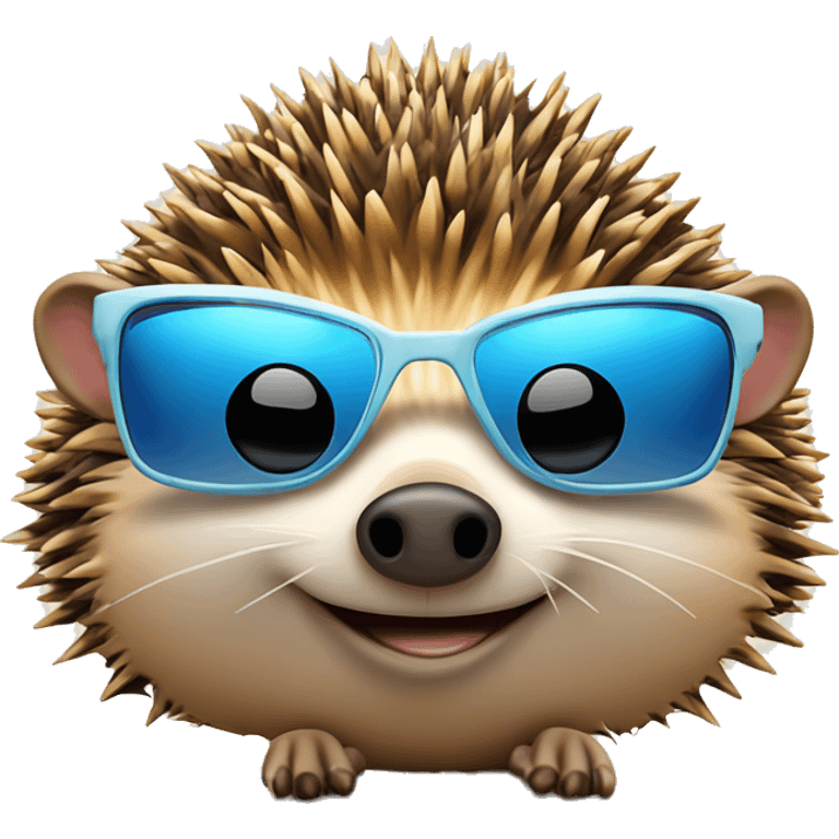 Hedgehog on sunbed sunbathing with sunglasses in benidorm emoji