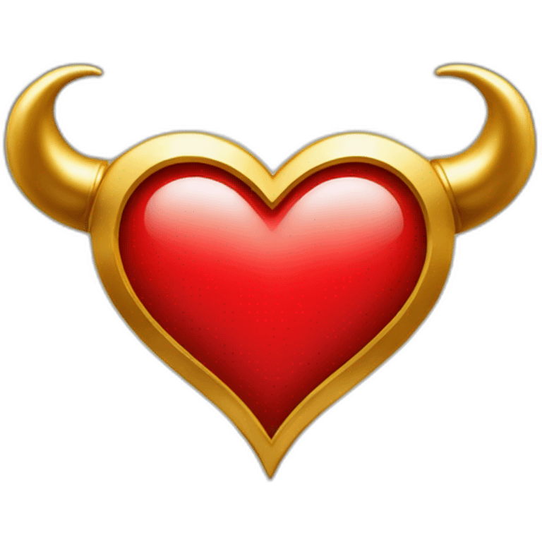 Red heart frame with gold horns emoji