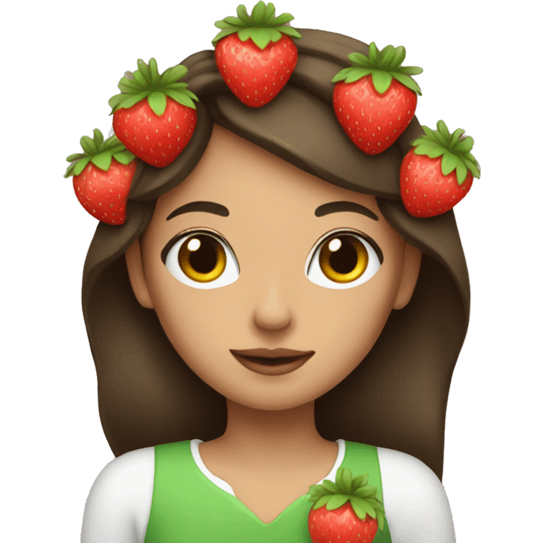 brunette girl with a strawberry crown emoji