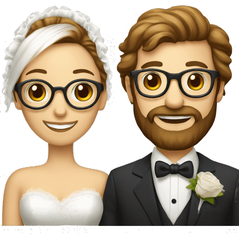 Un homme légère barbe et une femme mariage lunettes emoji