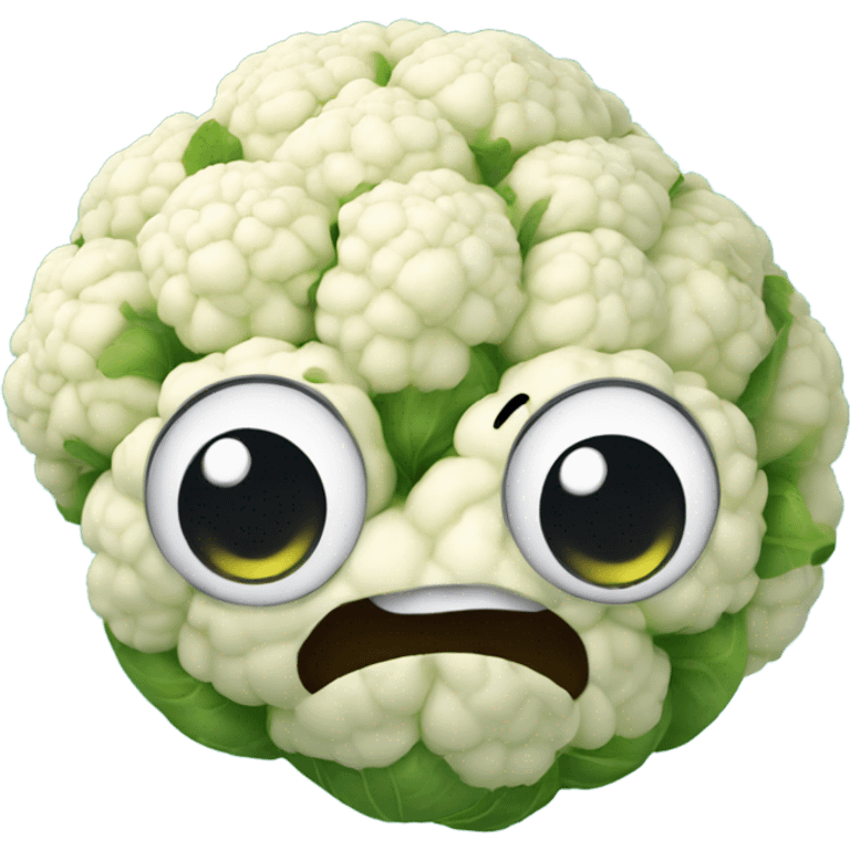 cauliflower looks into the mirror with big eyes emoji