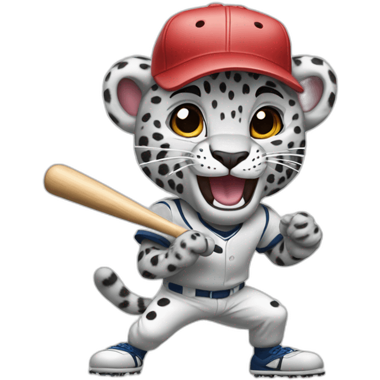 anthropomorphic snow leopard playing baseball emoji