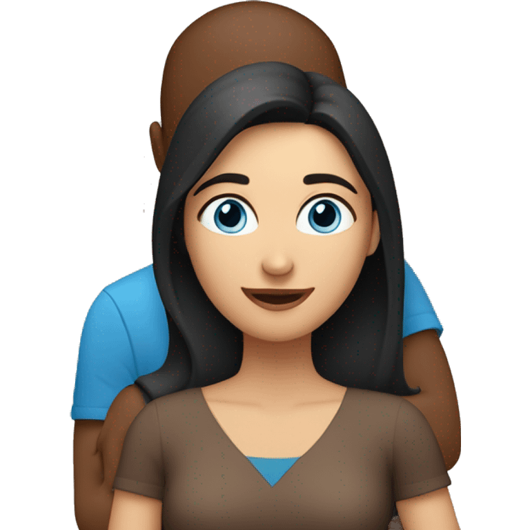 Couple embracing with arms around each other; white woman with blue eyes and brown hair, Indian man with black hair  emoji