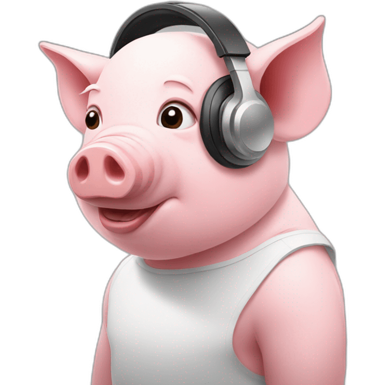 pig working with headset emoji