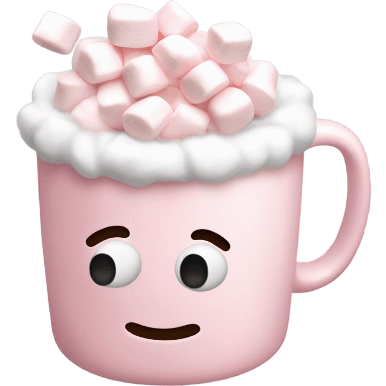 Light Pink mug of hot chocolate with marshmallows  emoji