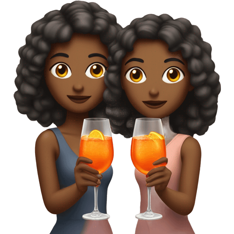 two female girl, who is drink. in her hand is an aperol spritz emoji