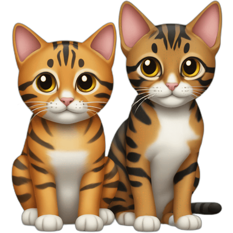 two-cats-bengal-and-small-cat-black-together emoji