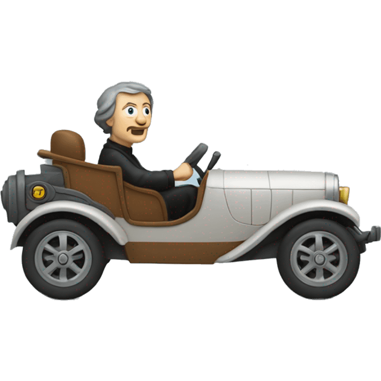 copernicus driving a car, seen from the side emoji