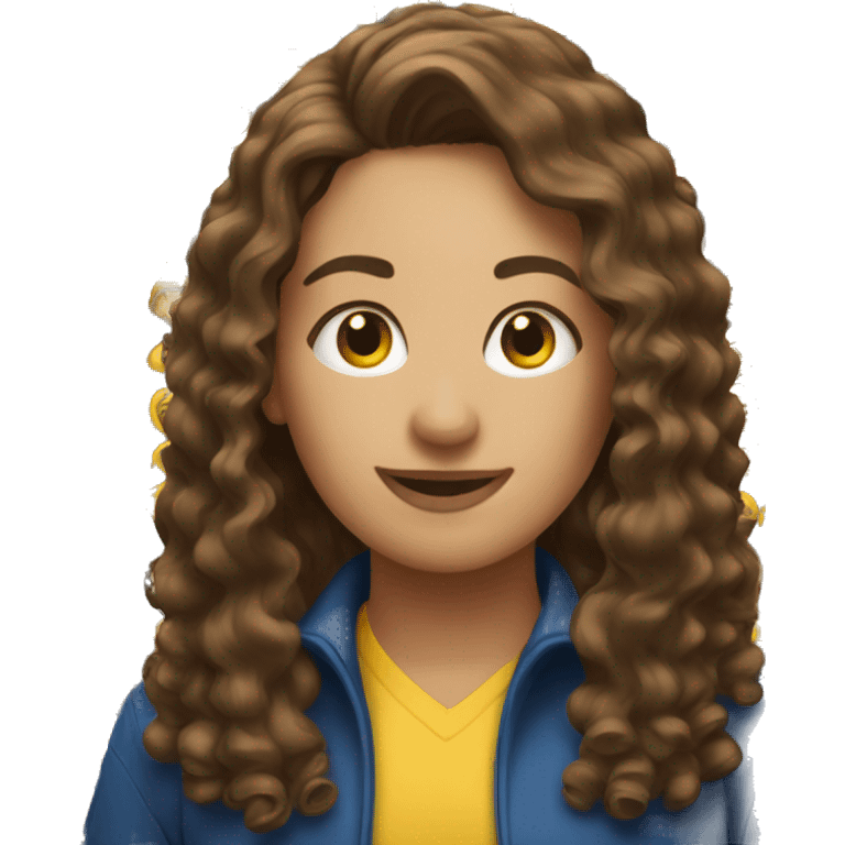 Female Best Buy employee with long brown curly hair  emoji