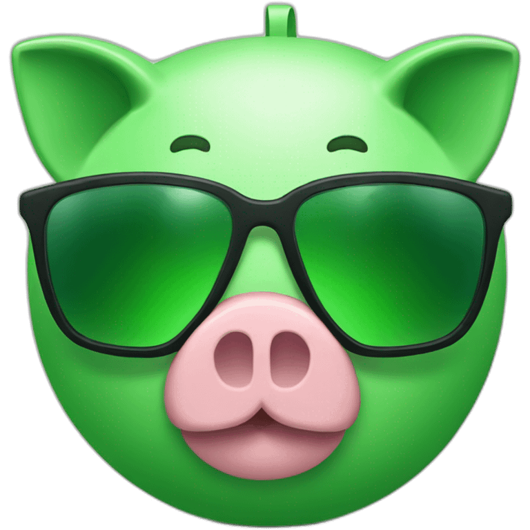 green piggybank with green sunglasses emoji