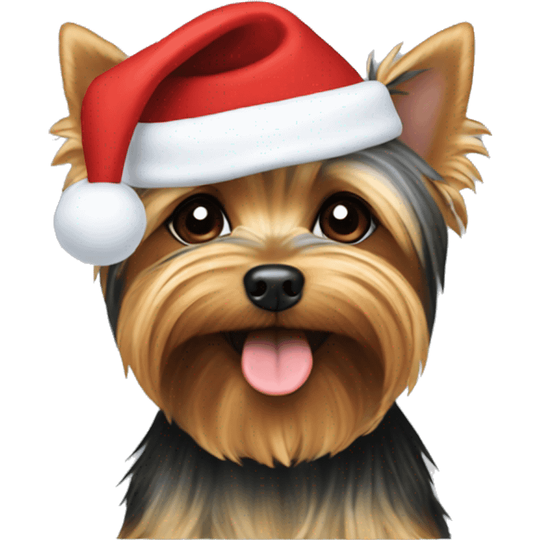 Yorkie with Santa hat emoji