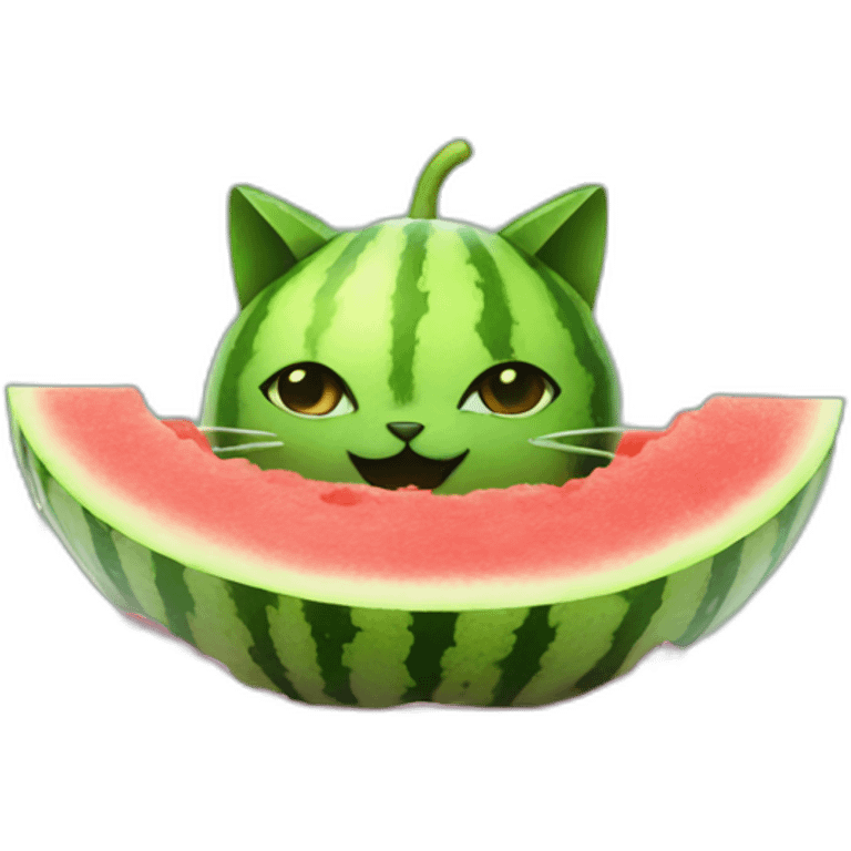 cat on the water melon emoji