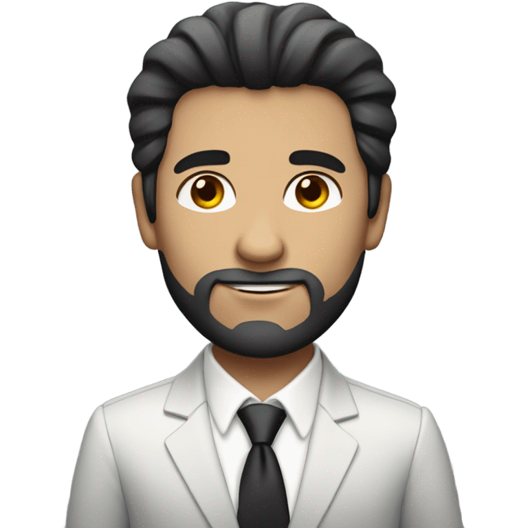 caucasian businessman black fluffy straight hair emoji