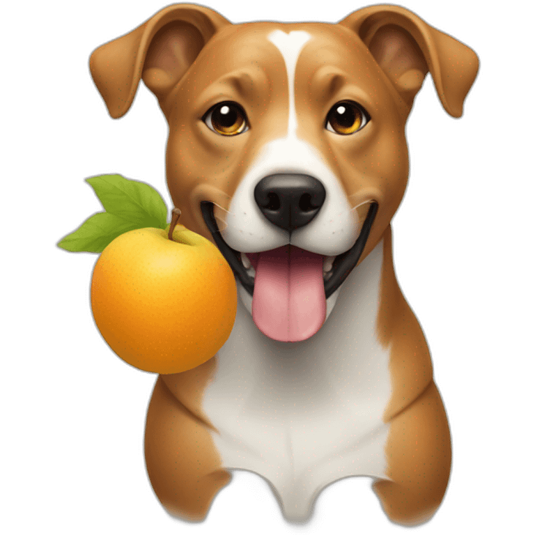 Dog eating whole fruit emoji