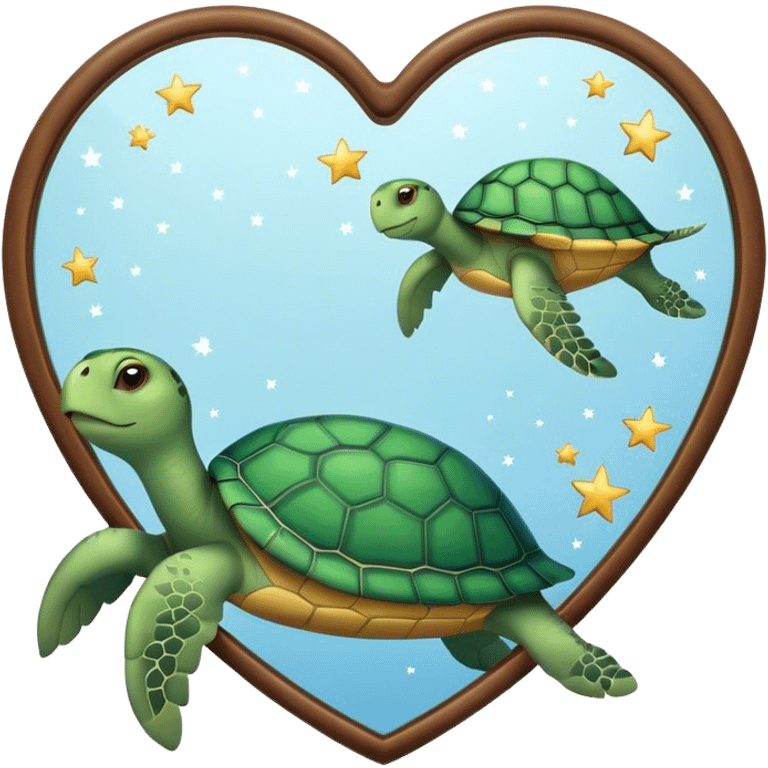 Heart shaped Mirror with turtle and stars emoji