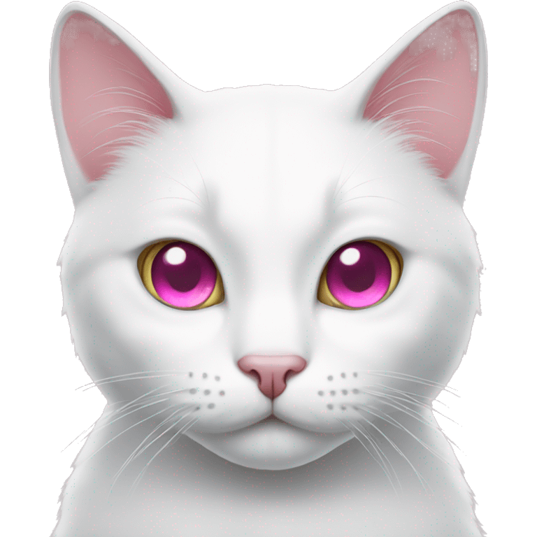 white cat with pink eyes  emoji