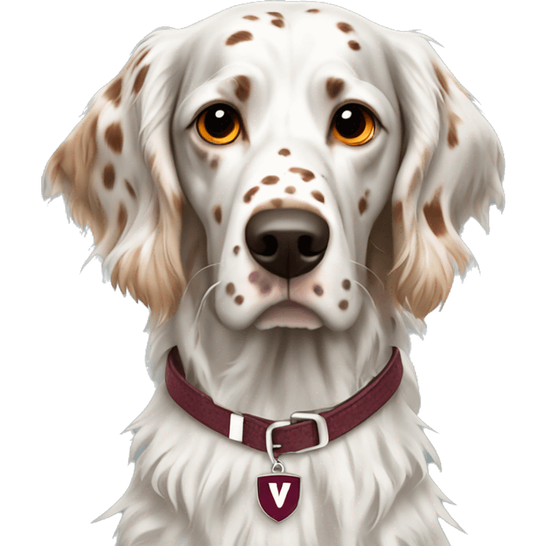 english setter with virginia tech collar  emoji