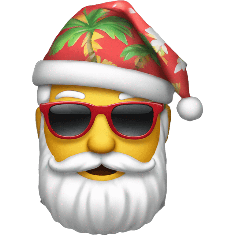 Santa wearing hat sunglasses and Hawaiian shirt emoji