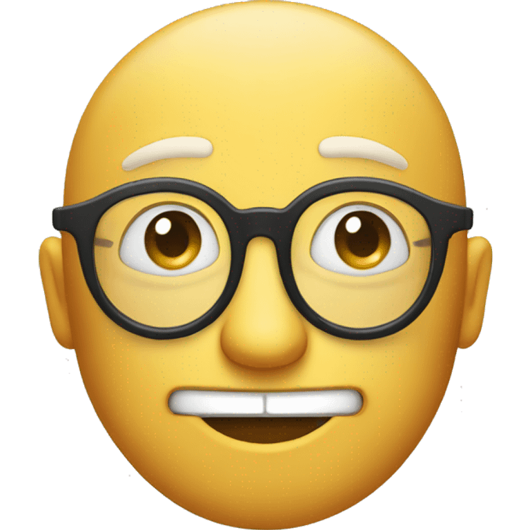 classic emoji style face with circle glasses and a smirk emoji