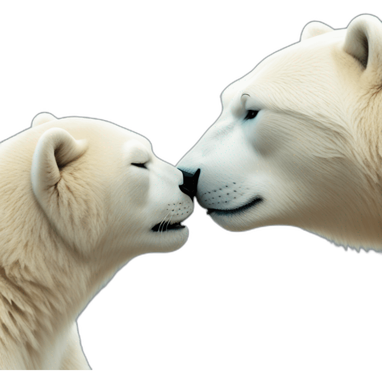 polar bear kisses lioness emoji