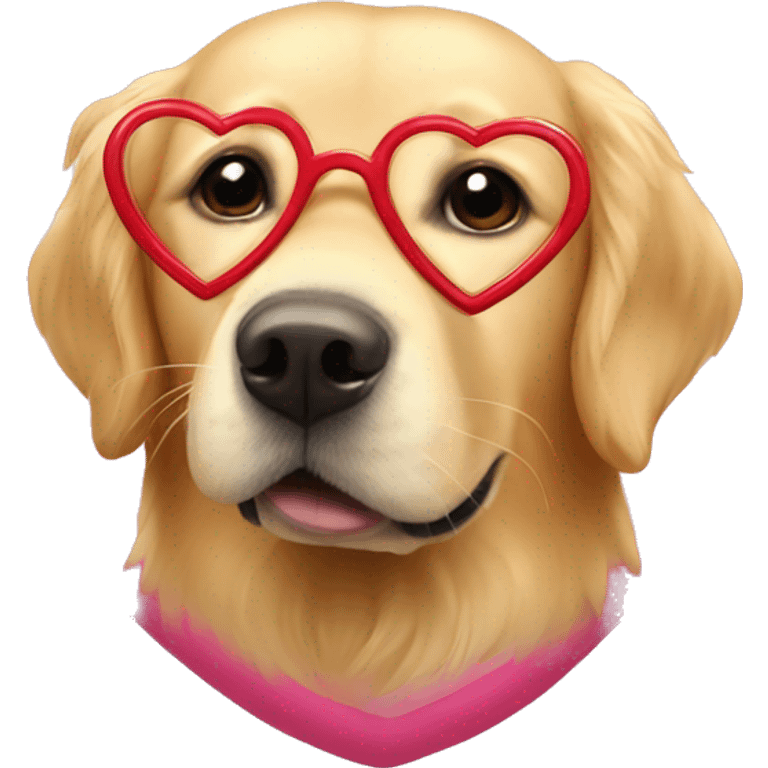 Golden retriever wearing heart glasses emoji