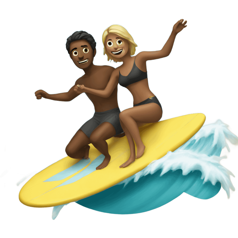 Couple surfing together emoji