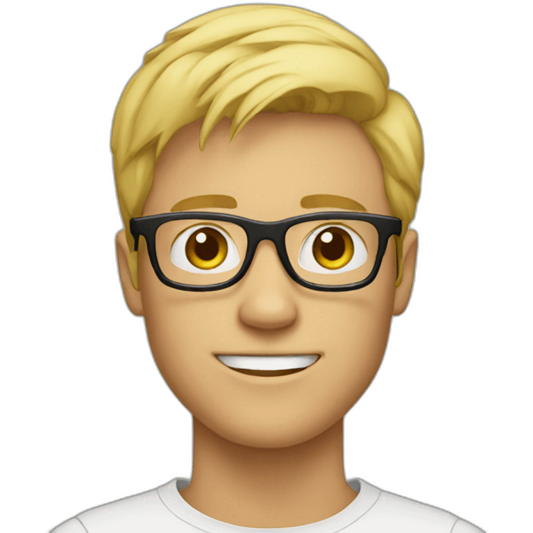 young blonde guy with glasses emoji