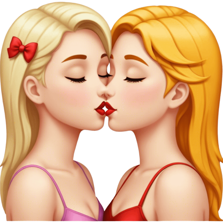 Two girls kissing emoji