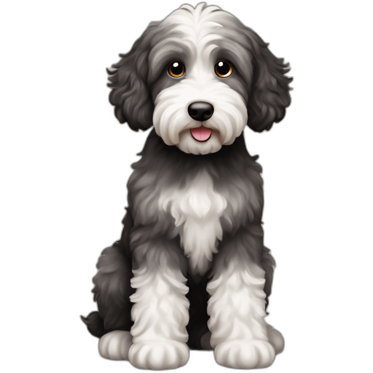 Black dark grey brown blackmerle labradoodle emoji