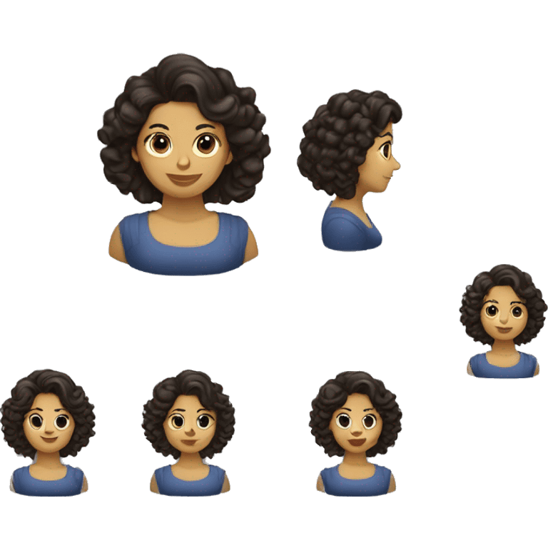 Mujer morena, cabello rizado, trabajando con una computadora  emoji