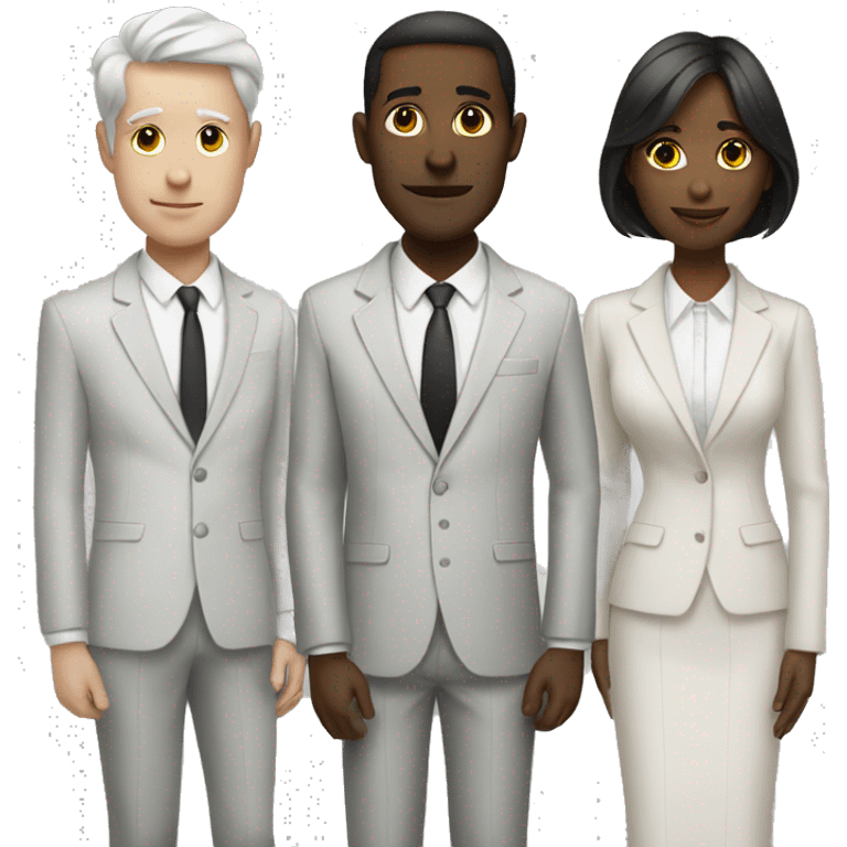 3 people stand in suit white skin emoji