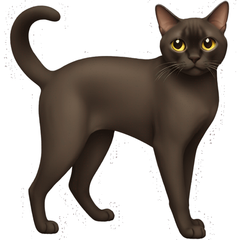 dark brown Burmese Cat Full Body emoji