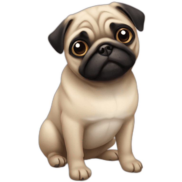 pug with black heart emoji