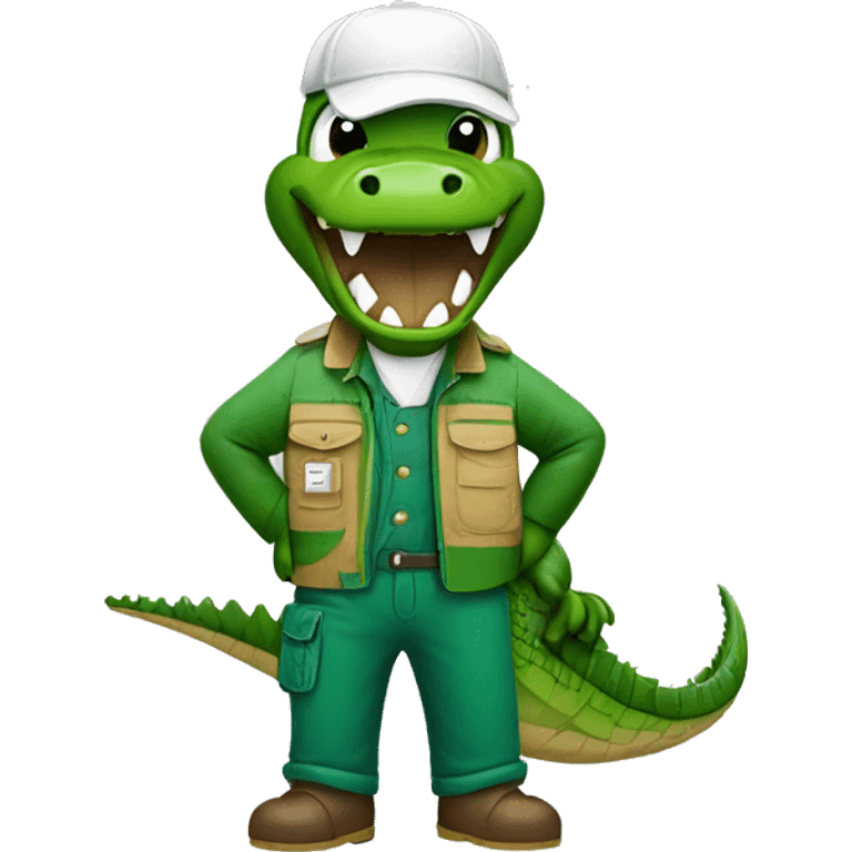 Crocodile wearing carpenter wear emoji