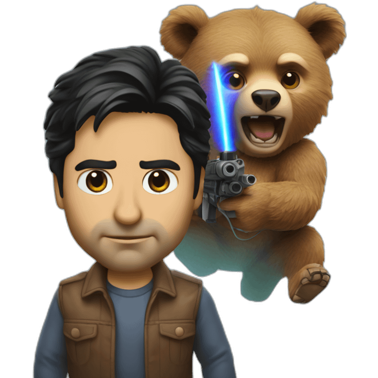 John Stamos shooting lasers out of eyes while fighting a bear emoji