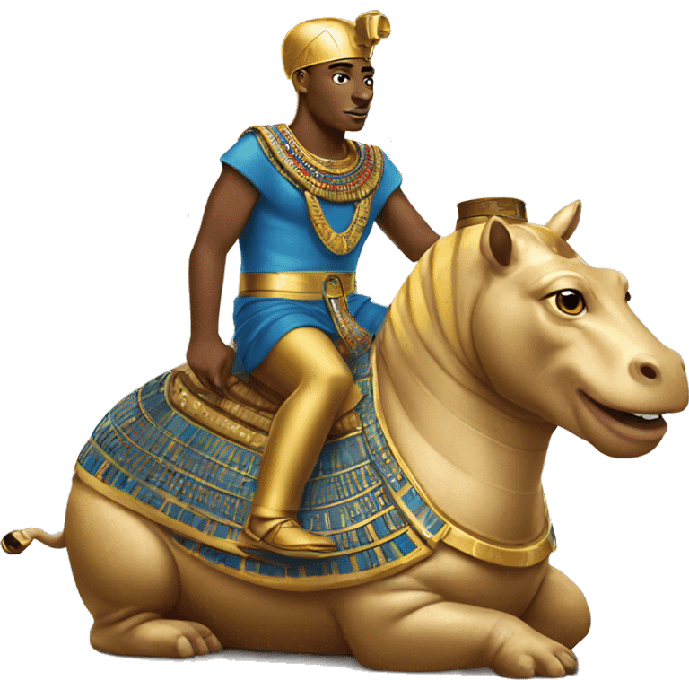 king tut RIDING a hippo emoji