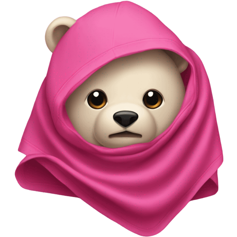 Oso con manta rosa por encima tipo capa emoji