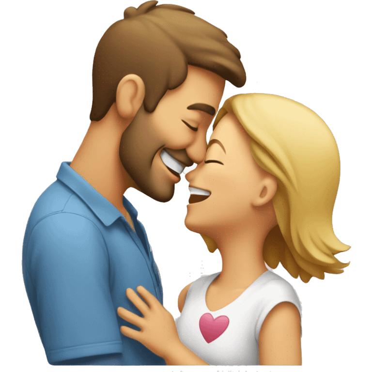 Dad and Mom kiss the child, and the child laughs happily. emoji