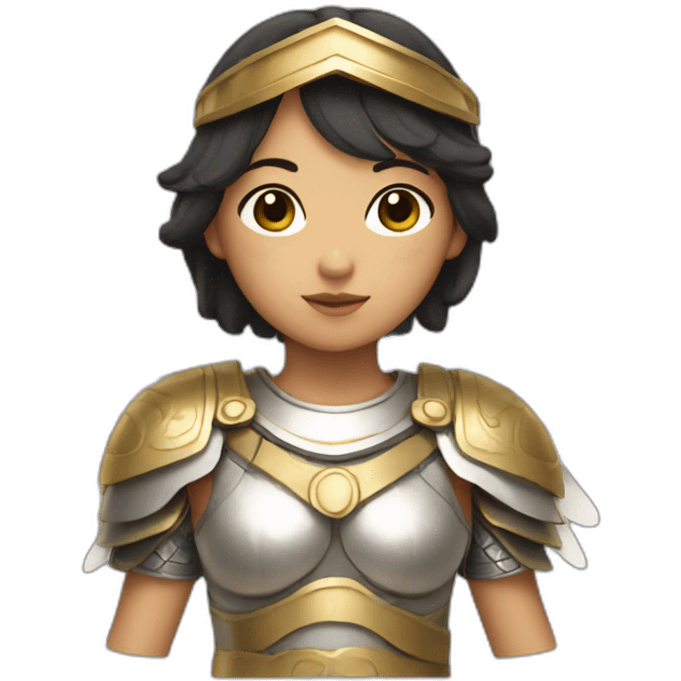 Asian angel girl with wings wearing Greek armor emoji