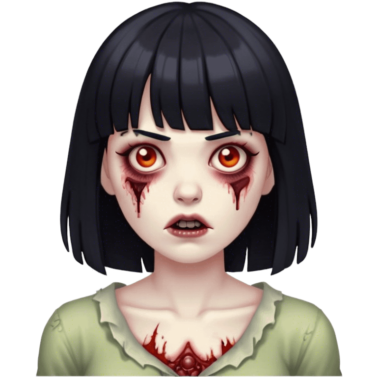 zombie woman with black hair and bangs emoji