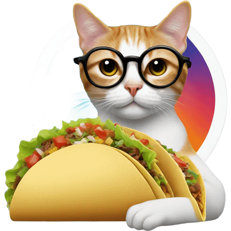 cat with glasses and taco emoji