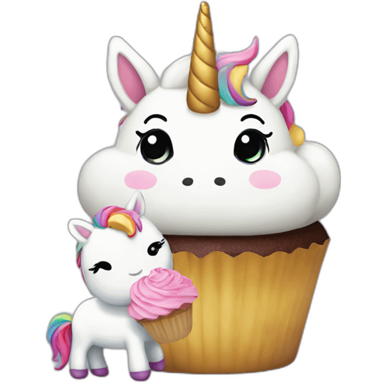 cute Unicorn with a cupcake emoji