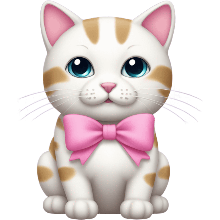 Kawaii cat with pink bow emoji