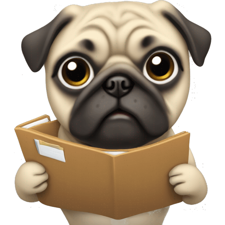 a pug holding a folder emoji