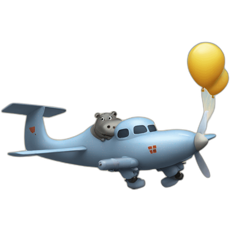 hippo flying plane emoji