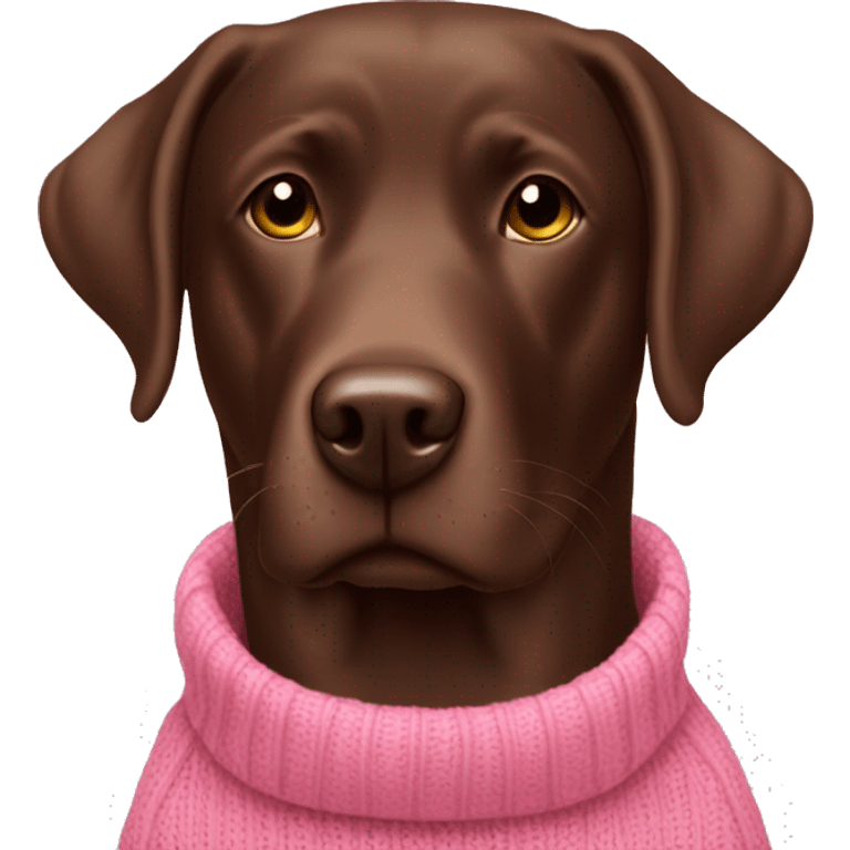 Chocolate lab with pink sweater emoji