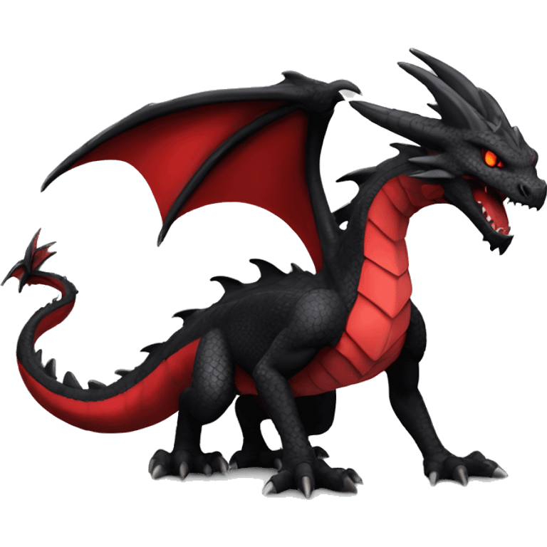 cool edgy black and red Dark-type dragon Pokémon full body emoji