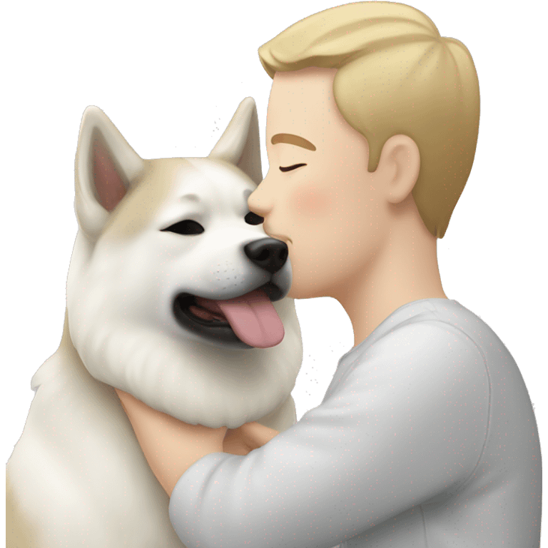 Me with white Akita kissing  emoji